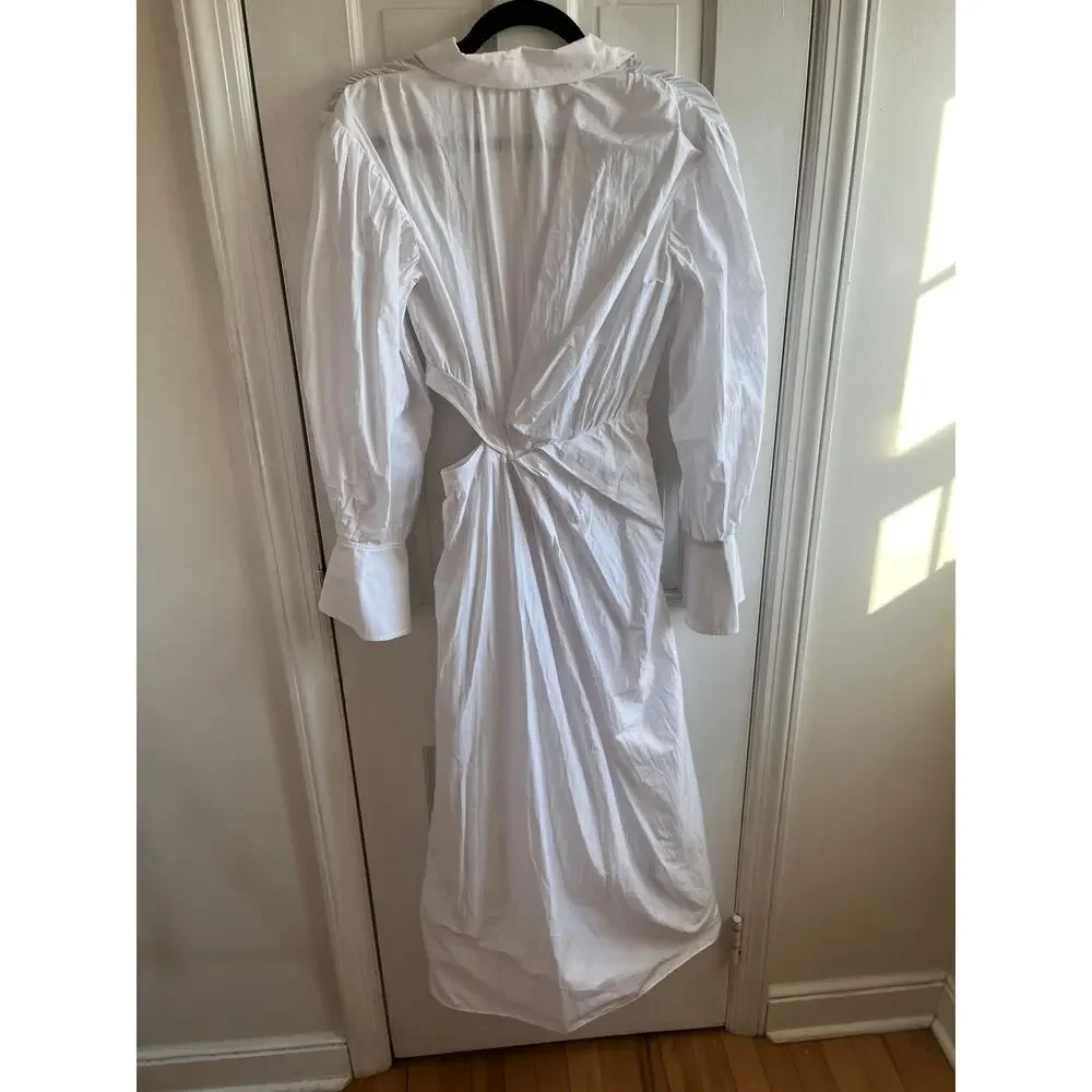 Jonathan Simkhai Fraya Plisse Poplin Cutout Maxi Dress White Size 0 Resort - Picture 5 of 7